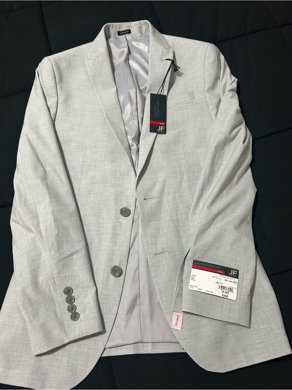 SLIM 36R jf j.ferrar Light Gray Men's Two-Button Sport Coat